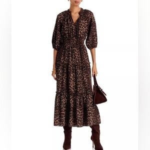 Rails  Caterine Leopard Tired Midi Dress Small